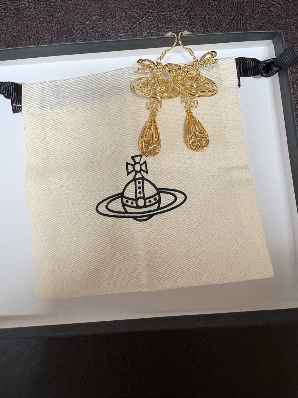 Vivienne Westwood Gold Orb Drop Earrings - Gold